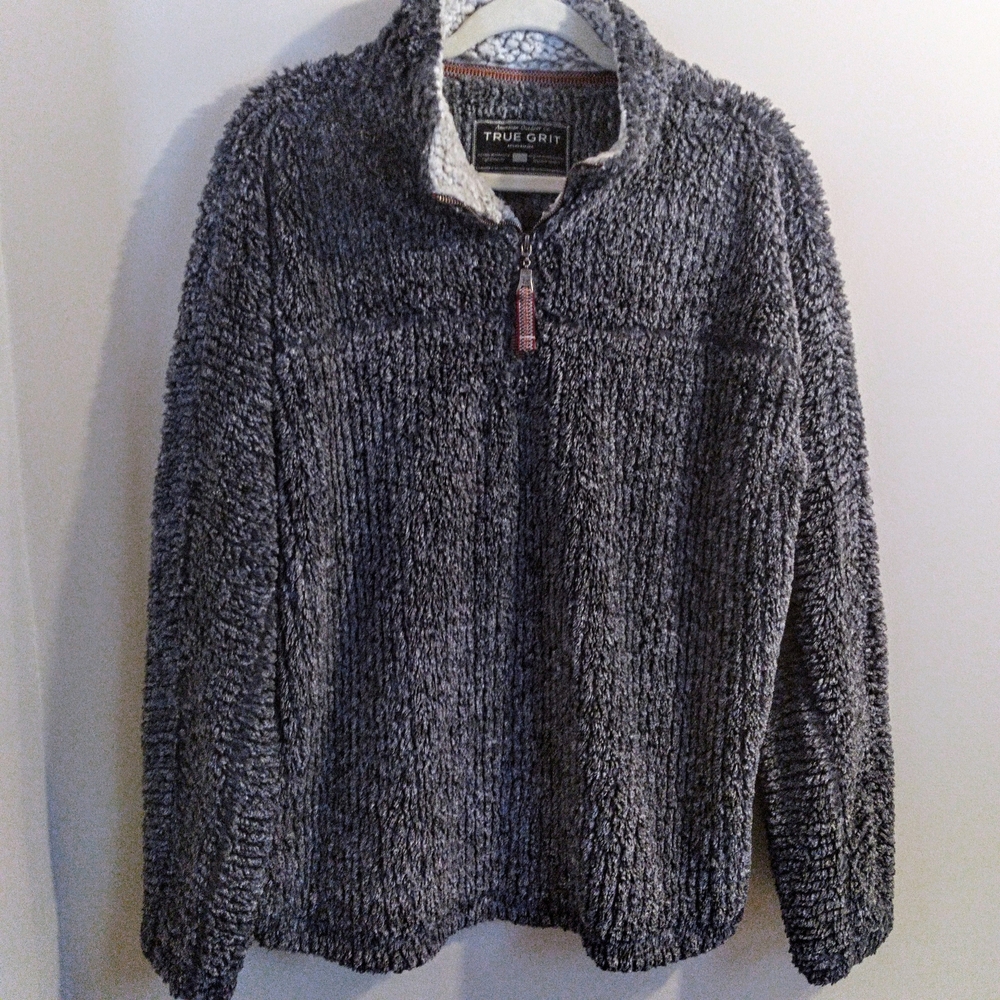 True Grit 1/4 Zip Cozy Lightweight Sherpa Pullover Nordic Sweater Unisex